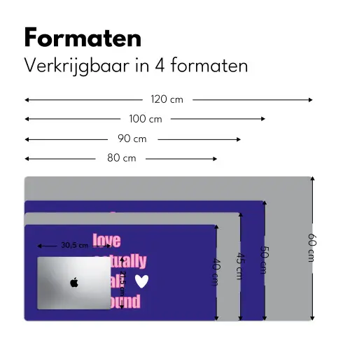 Tekst - Valentijn - Love - Blauw Muismat XXL klein -sfeer5