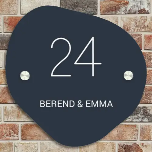 Effen blauw - Klassiek Naambord Organisch middel -sfeer10