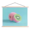 Kiwi - Blauw - Surrealistisch textielposter latten blank klein -3d