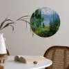 Bloemen - Meer - Bergen - Groen Wandcirkel behangsticker klein -sfeer3