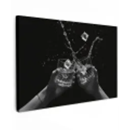 Whickyglazen - Ijs - Spetters - Zwart Tuinposter op houten frame 2 cm dik klein -3d