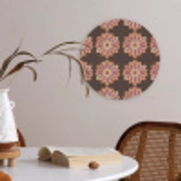 Bloemen - Patroon - Bruin Akoestische PET Vilt - Rond klein 838 -sfeer3