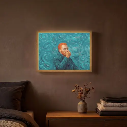 Portret - Klassiek - Blauw Light Box met batterij (Wandlamp) middel -sfeer4