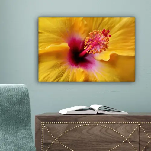 Geel - Hibiscus - Tropisch canvas 2cm klein -sfeer4