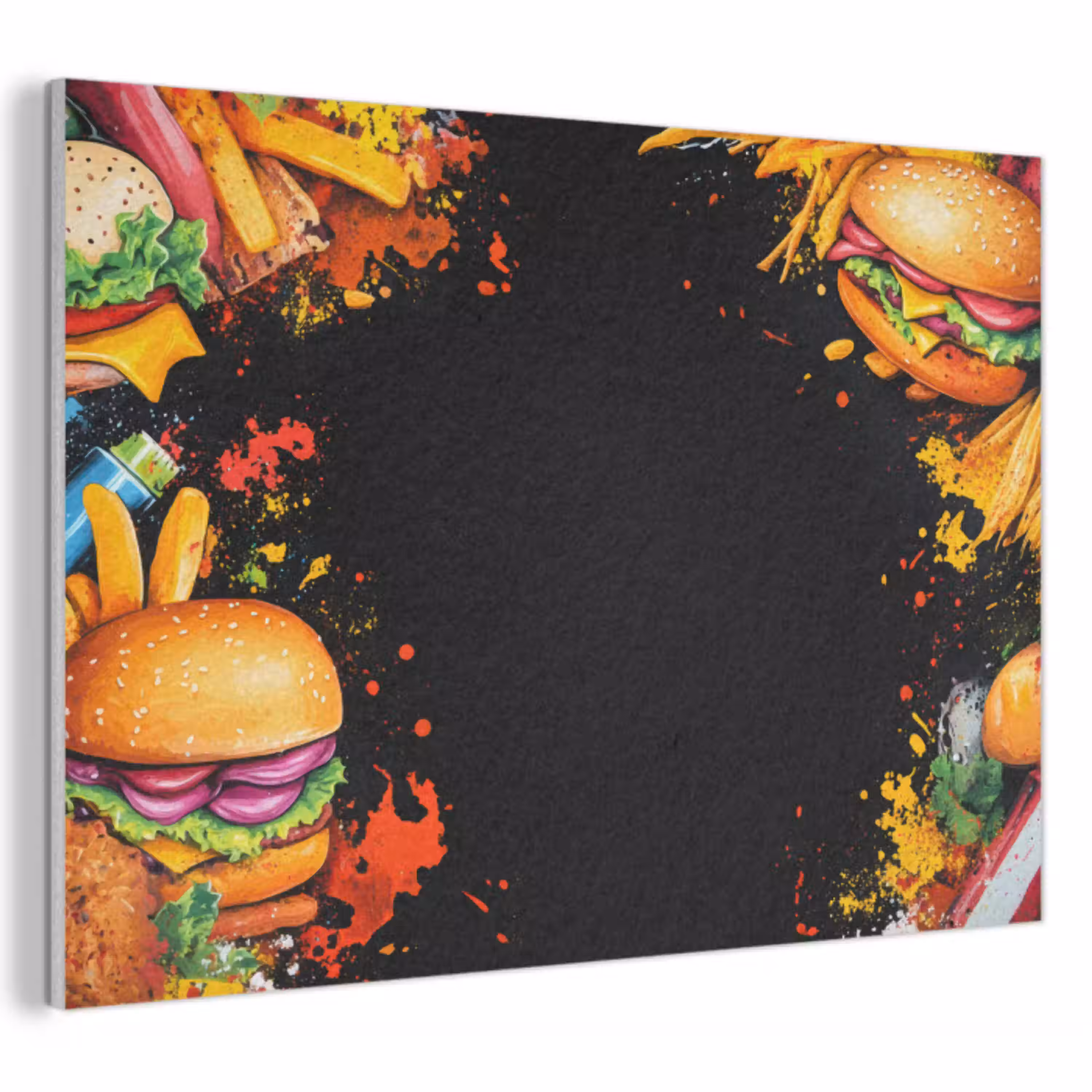 Fastfood - Graffiti - Hamburger - Eten - Modern PET vilt klein -3d