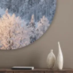 Bos - Bergen - Goud - Winter - Warm Akoestische PET Vilt - Rond klein -sfeer5_closeup