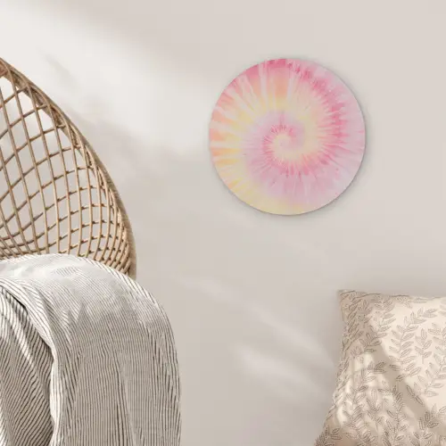 Patroon - Tie Dye - Pasteltinten - Roze Akoestische PET Vilt - Rond klein -sfeer4