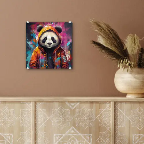 Panda - Jas - Graffiti - Oranje plexiglas 5mm klein -sfeer5