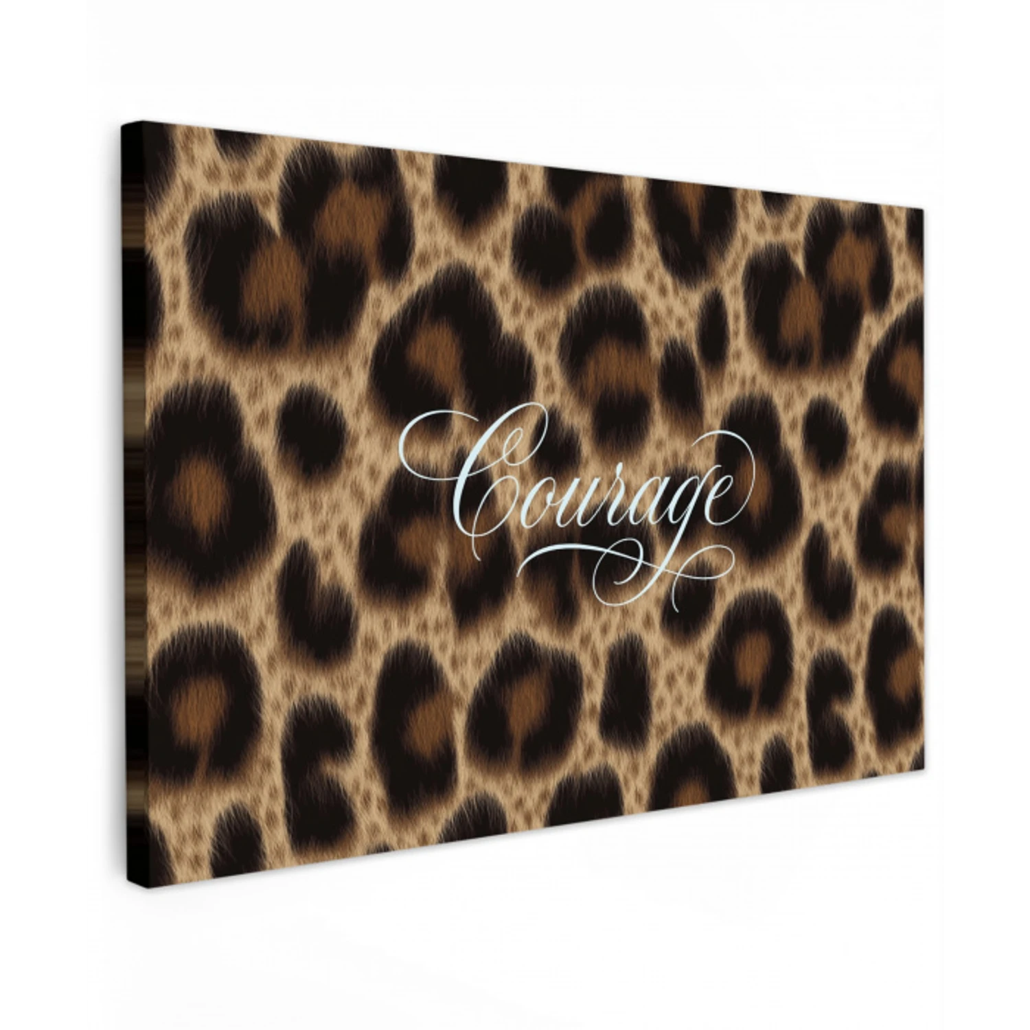 Luipaardprint - Bruin - Courage - Sierlijk Tuinposter op houten frame 2 cm dik klein -3d