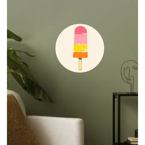 Waterijsje - Retro - Stokje - Roze Wandcirkel behangsticker klein -sfeer2