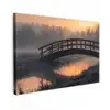 Brug - Mist - Bomen - Water Tuinposter op houten frame 2 cm dik klein -3d