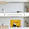 Toekan - Minimalistisch - Snavel - Oranje keuken achterwand spatscherm klein -voor_na_DE