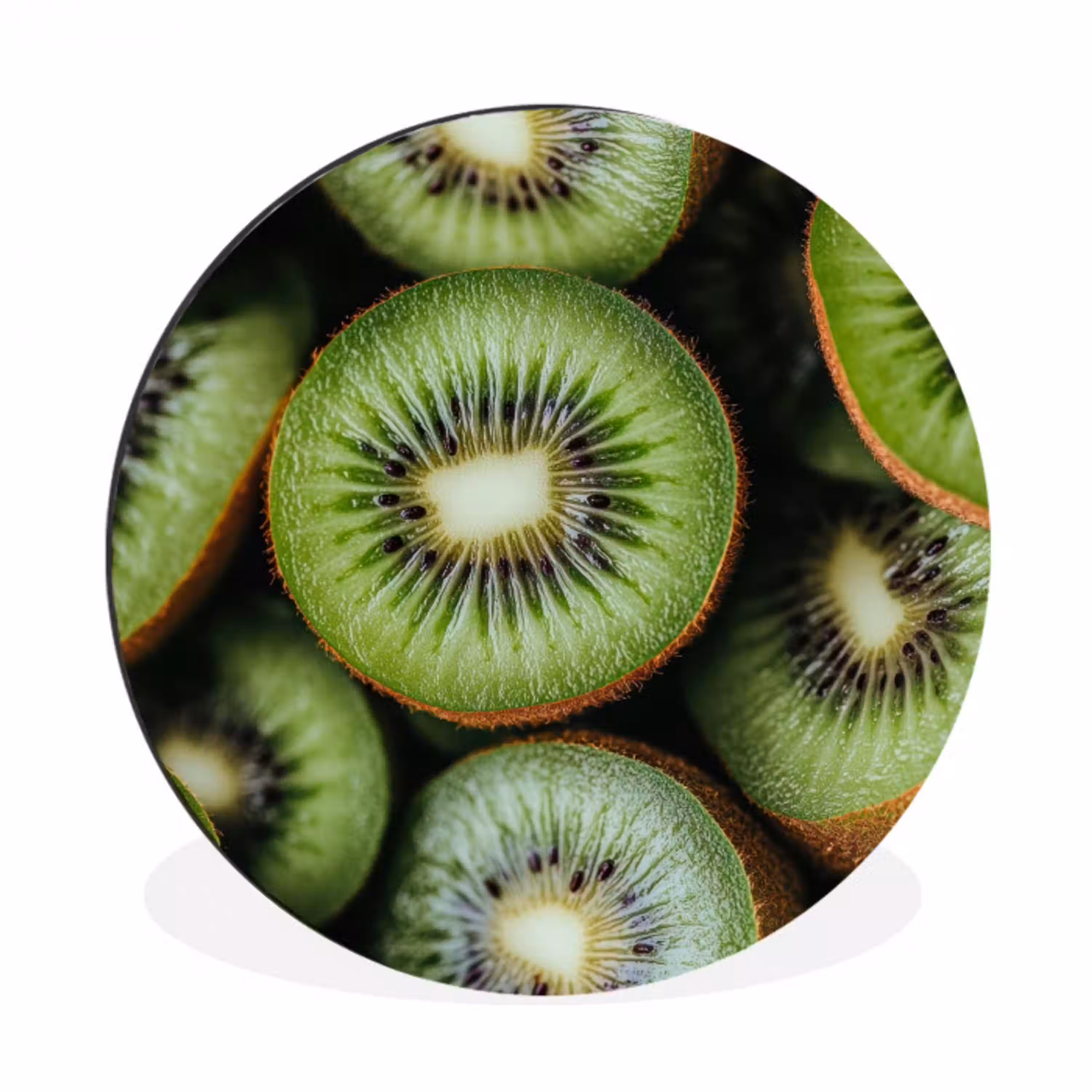 Kiwi - Fruit - Groen Wandcirkel aluminium klein -3d