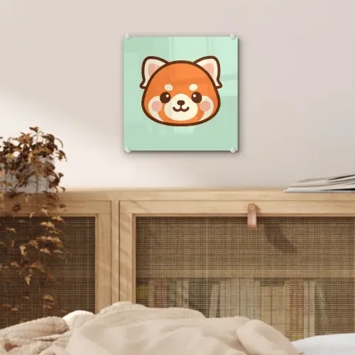 Rode panda - Groen - Cartoon plexiglas 5mm klein -sfeer4