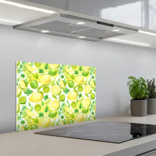 Citroen - Geel - Limoen - Groen keuken achterwand spatscherm klein 900 -3d_schuin