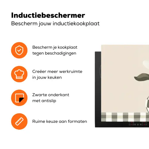 Vaas - Geruit - Groen - Bloem Inductie beschermer vinyl 3mm klein -zzzzzzz-td-ups