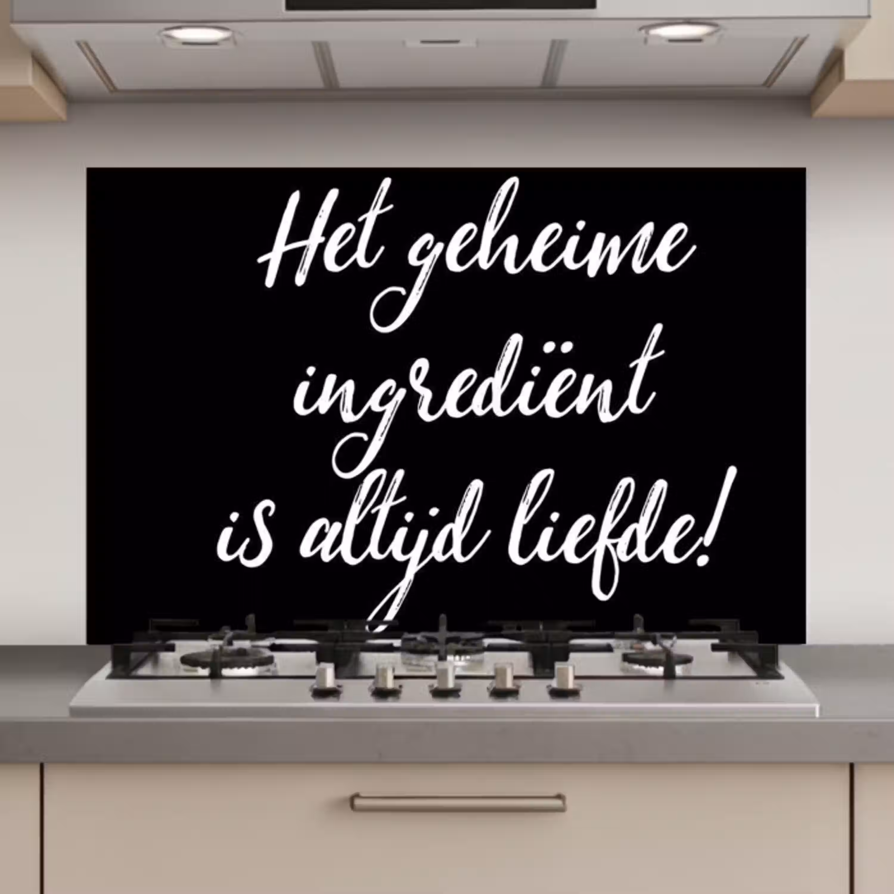 Quotes - Koken - Het geheime ingrediënt is altijd liefde! - Spreuken - Liefde keuken achterwand spatscherm klein -3d_website