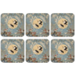 Kraanvogels - Maan - Bloemen - Blauw onderzetter kurk middel -zkaufland3dotto
