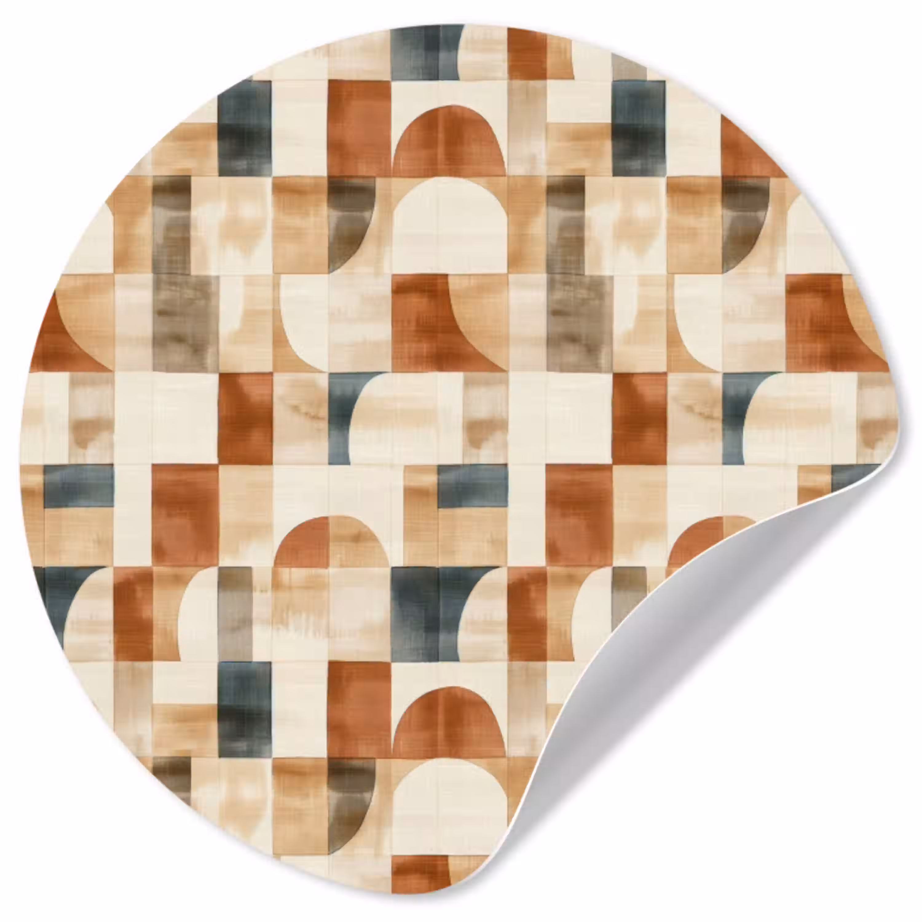 Terracotta - Geometrisch - Aquarel - Textuur Wandcirkel behangsticker klein 186 -3d