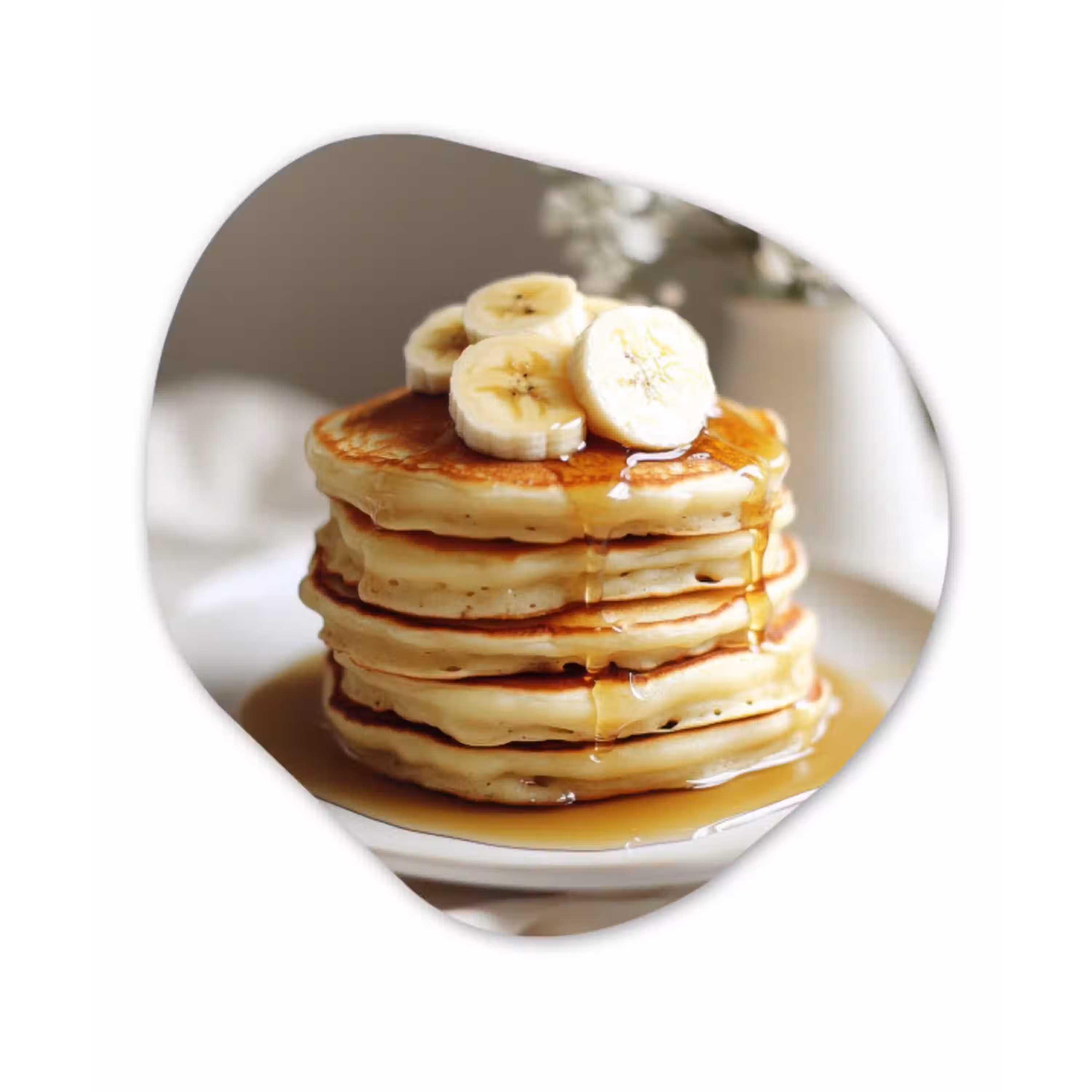 Pannenkoeken - Banaan - Siroop - Wit - Beige Wandcirkel Organisch Forex 3mm klein -3d