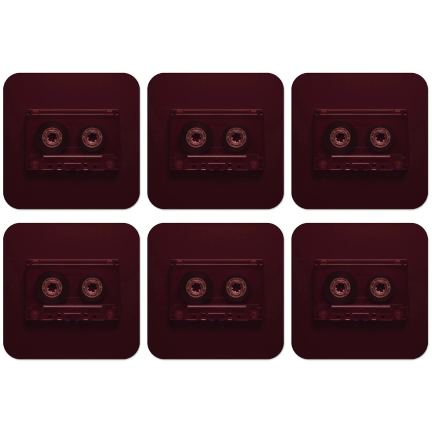 Cassetteband - Bordeaux - Vintage onderzetter kurk middel -zkaufland3dotto