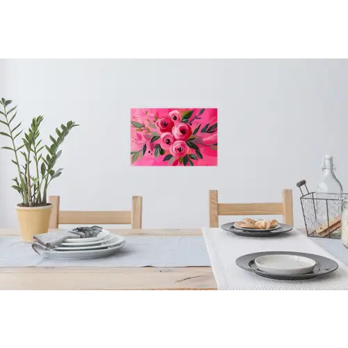 Bloemen - Verf - Roze Muursticker klein -eettafel