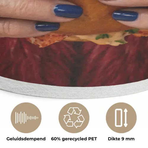 Broodje - Bontjas - Goud Akoestische PET Vilt - Rond klein -closeup_NL