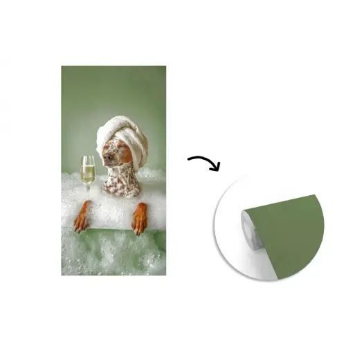 Hond - Bad - Champagne - Handdoek fotobehang vinyl groot -3d