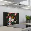 Stilleven met bloemen in een glazen vaas - Schilderij van Jan Davidsz. de Heem keuken achterwand spatscherm klein -3d_schuin