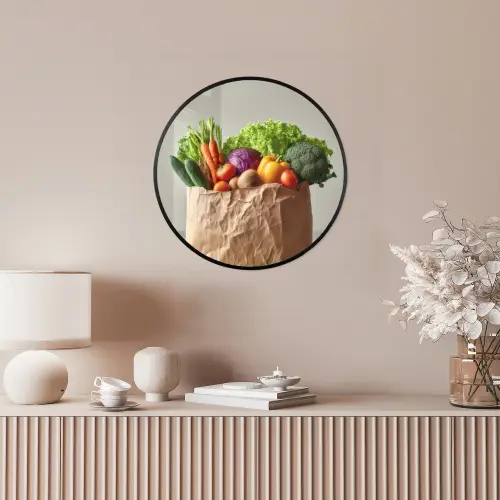 Papieren - Boodschappen - Groente - Kleurrijk Fotolijst rond zonder passe partout klein -sfeer3