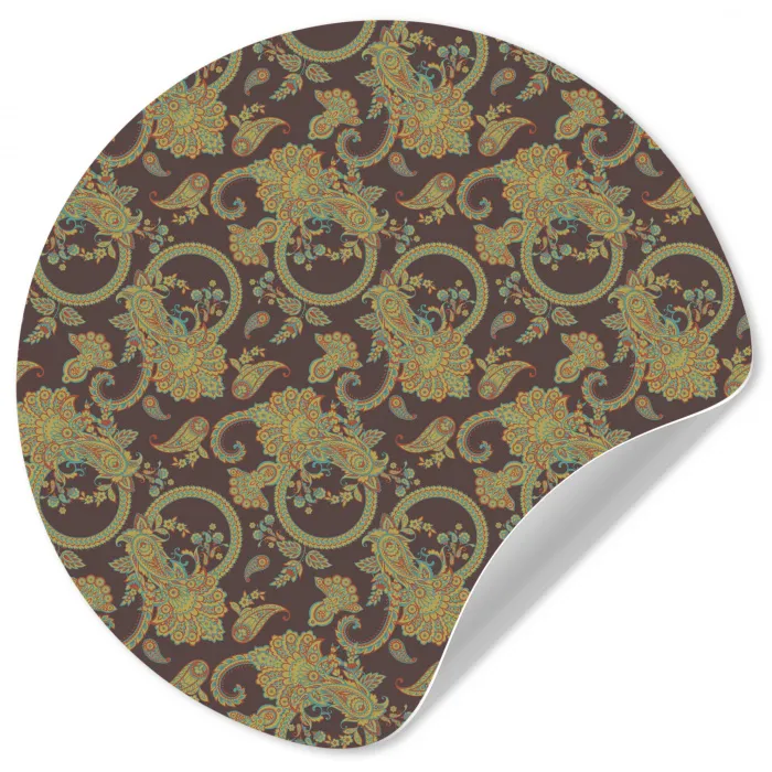 Bruin - Groen - Bloemen Wandcirkel behangsticker klein 186 -3d