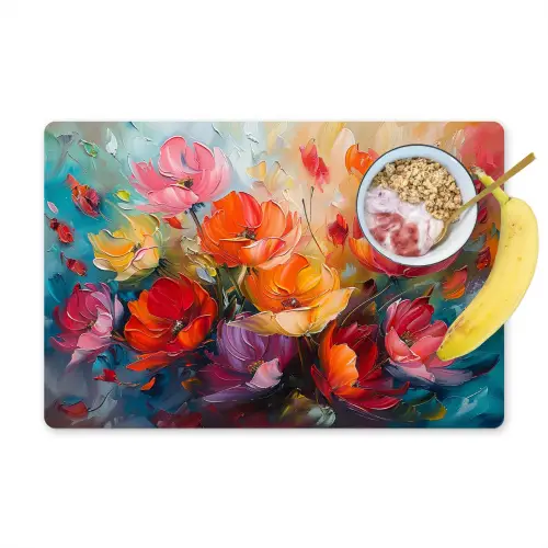 Bloemen - Kleurrijk - Verf - Abstract - Kunst Placemat vinyl groot -zzzproduct_Kitchenyeah-website