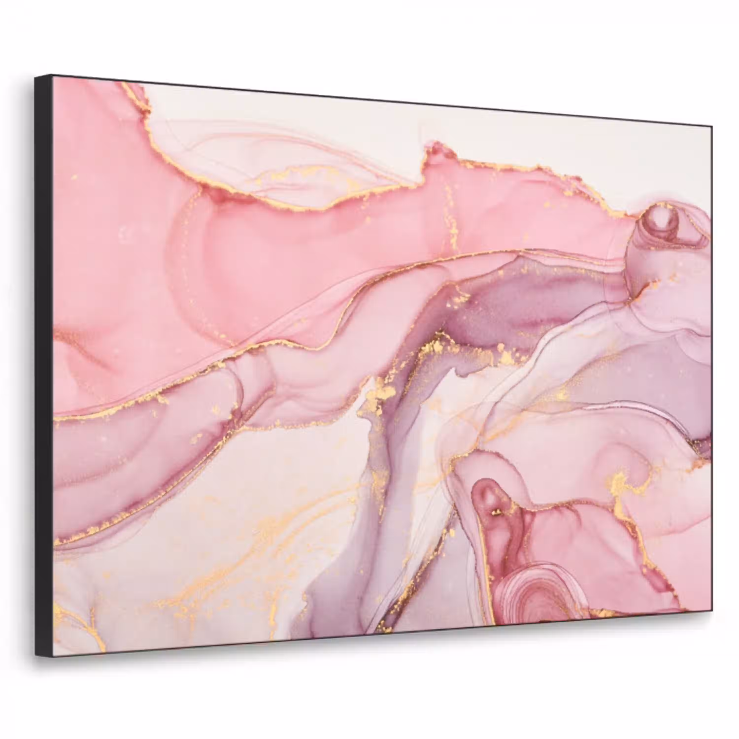 Goud - Marmer - Roze Textielframe zwart klein -3d