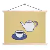 Theepot - Kopje - Beige - Illustratie textielposter latten blank klein -3d
