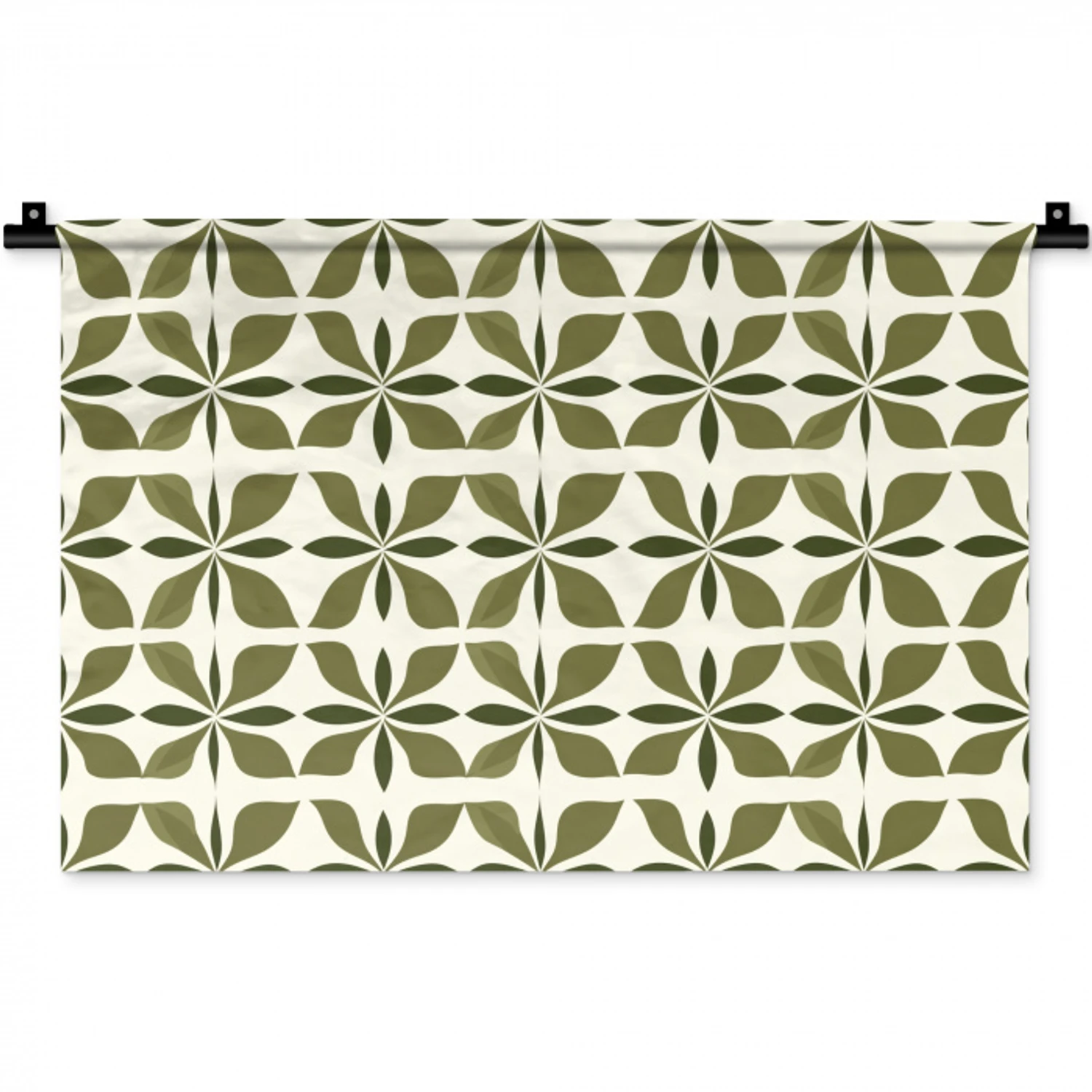 Botanisch - Retro - Groen Wandkleed katoen klein 269 -zz3d