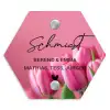 Roze tulpen - Sierlijk Naambord Hexagon klein -3d
