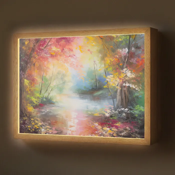 Landschap - Olieverf - Kleurrijk - Natuur Light Box met batterij (Wandlamp) middel -z3d_website