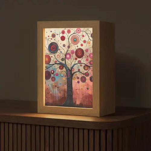 Boom - Paars - Abstract - Kunst Light Box met kabel (Tafellamp) klein -z3d_website
