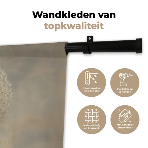 Dromerig - Beige - Paardenbloemzaadjes Wandkleed katoen klein -sfeer2