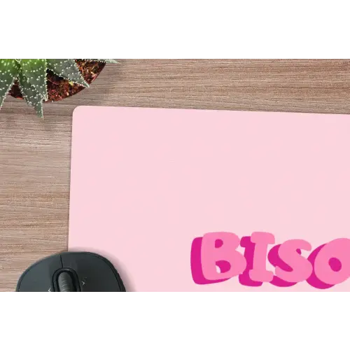Bisou - Roze - Dikke letters muismat rubber klein -closeup