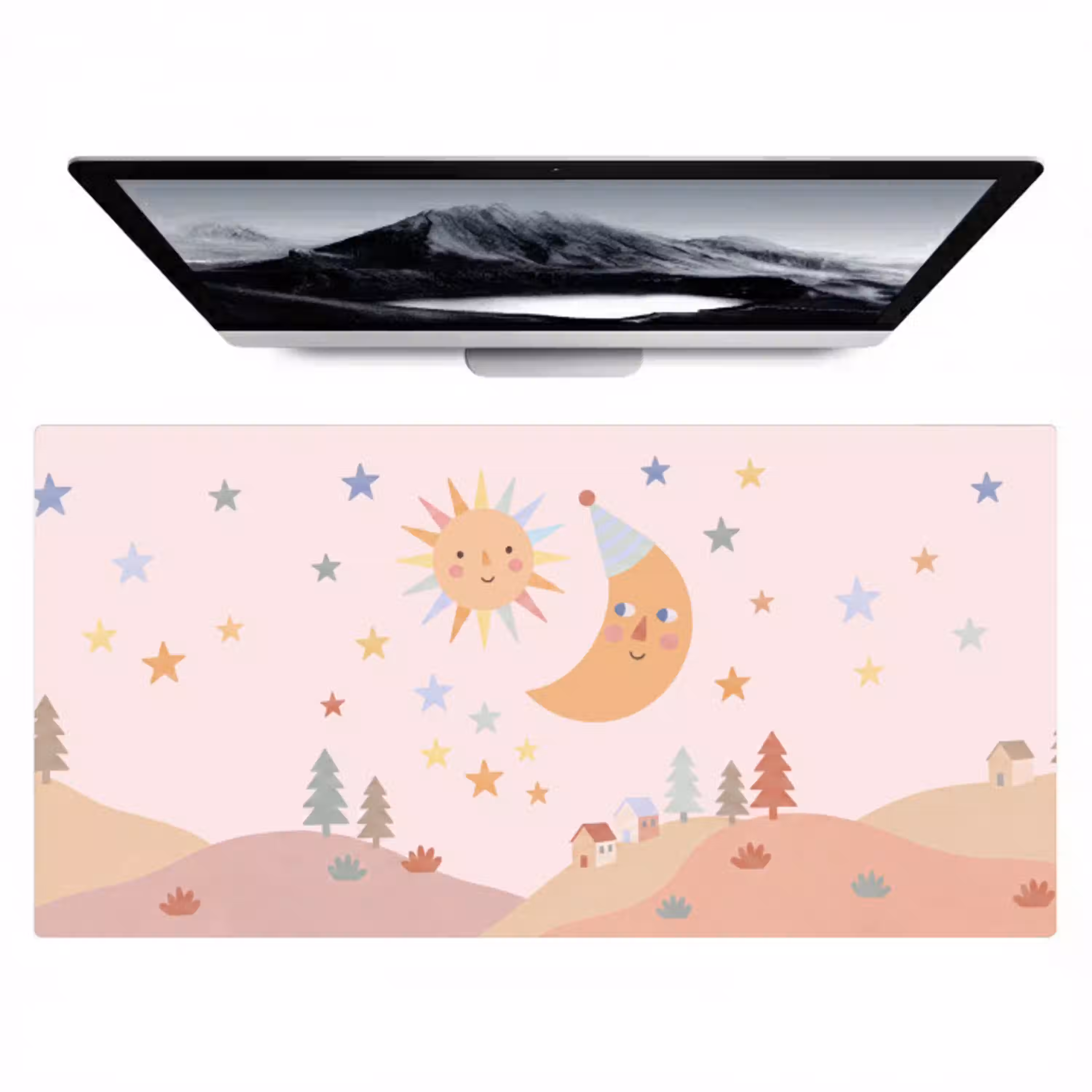 Zon - Maan - Sterren - Kinderkamer - Pastel Muismat XXL klein -zzz3d