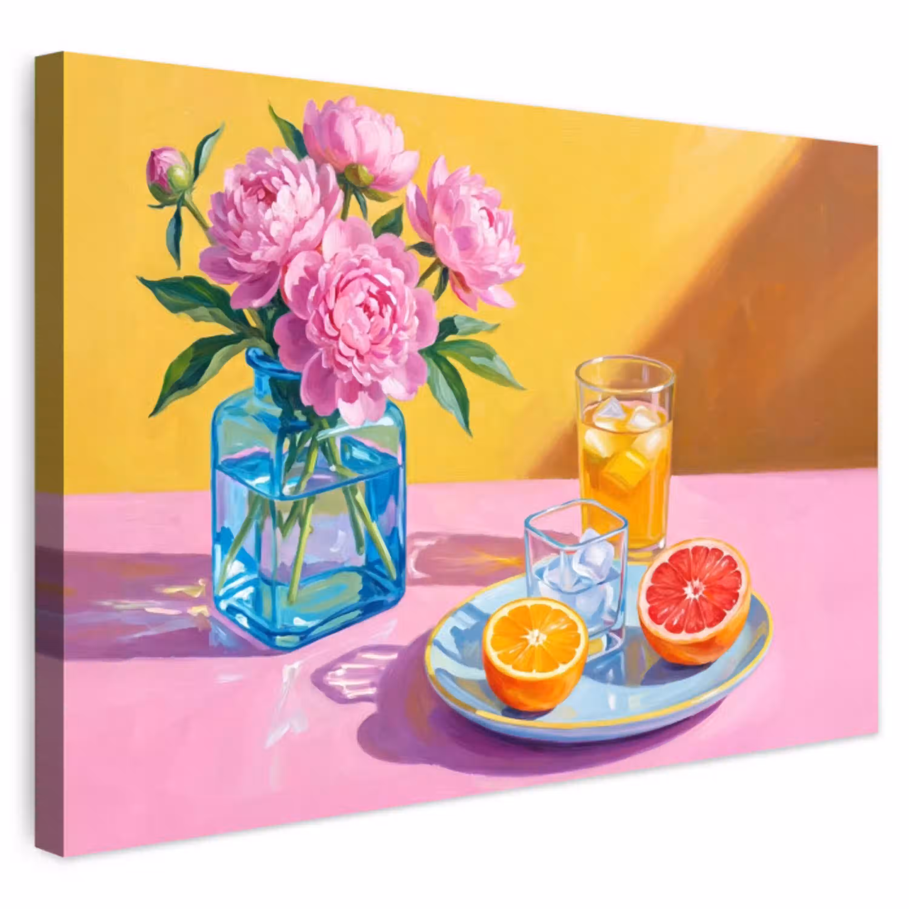 Bloemen - Roze - Modern Tuinposter op houten frame 2 cm dik klein -3d