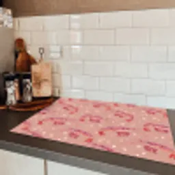 Garnalen - Stippen - Roze Inductie beschermer vinyl 3mm klein 276 -sfeer3