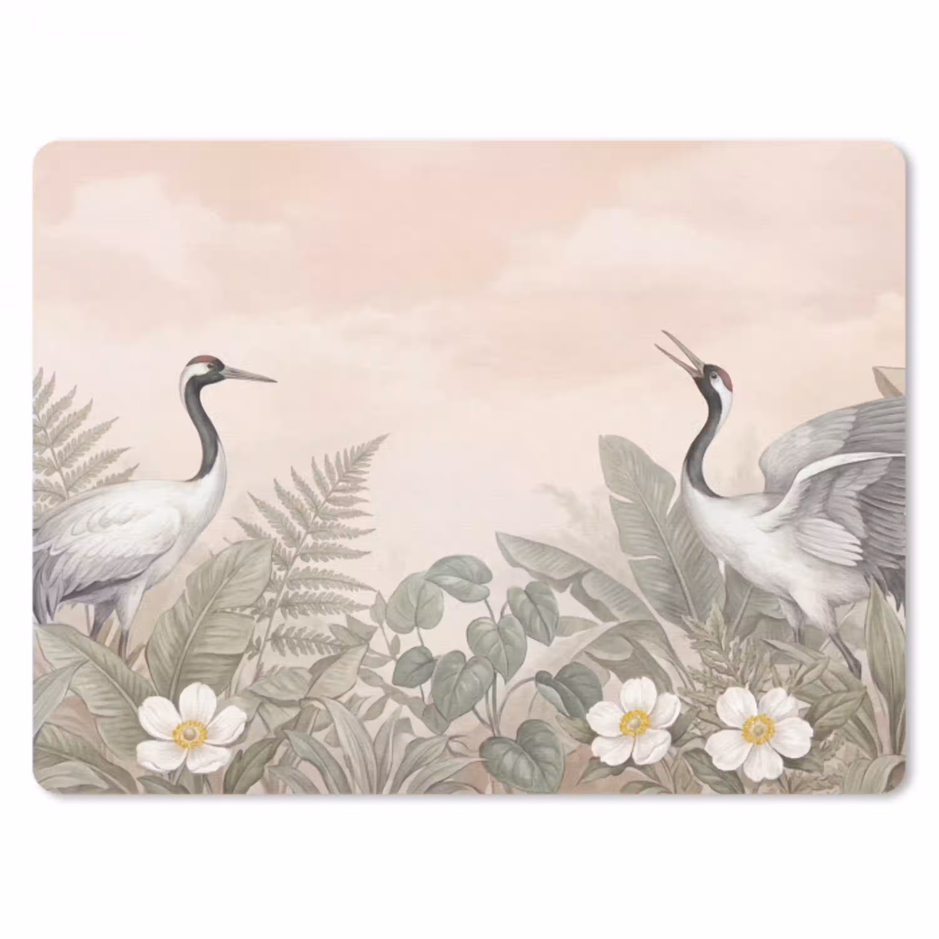 Kraanvogels - Natuur - Roze muismat rubber klein -3d