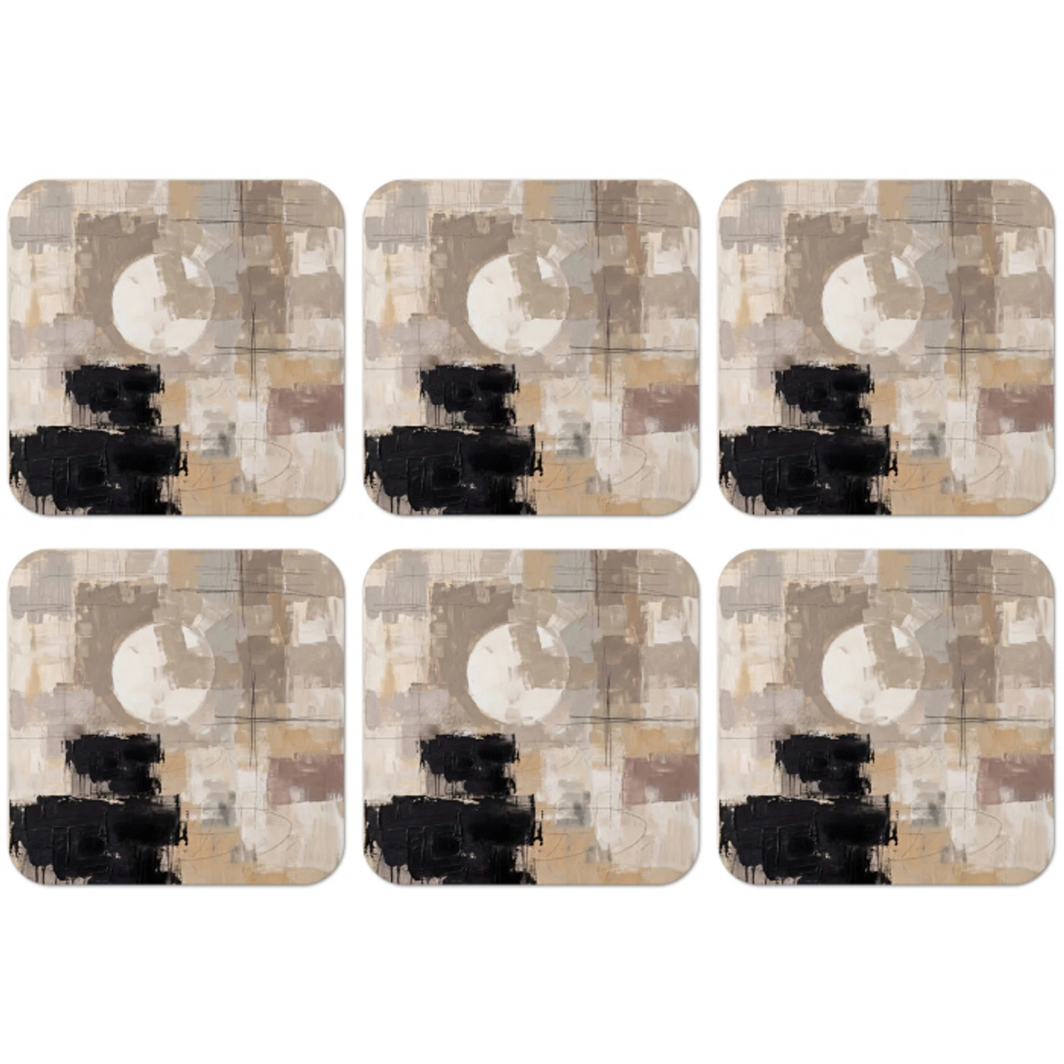 Abstract - Cirkel - Modern - Beige - Zwart - Minimalistisch onderzetter kurk middel -zkaufland3dotto