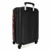 Rode achtergrond met abstracte beige lijnen NBS - Handbagage koffer - Kinderen Unisex middel -achterkant