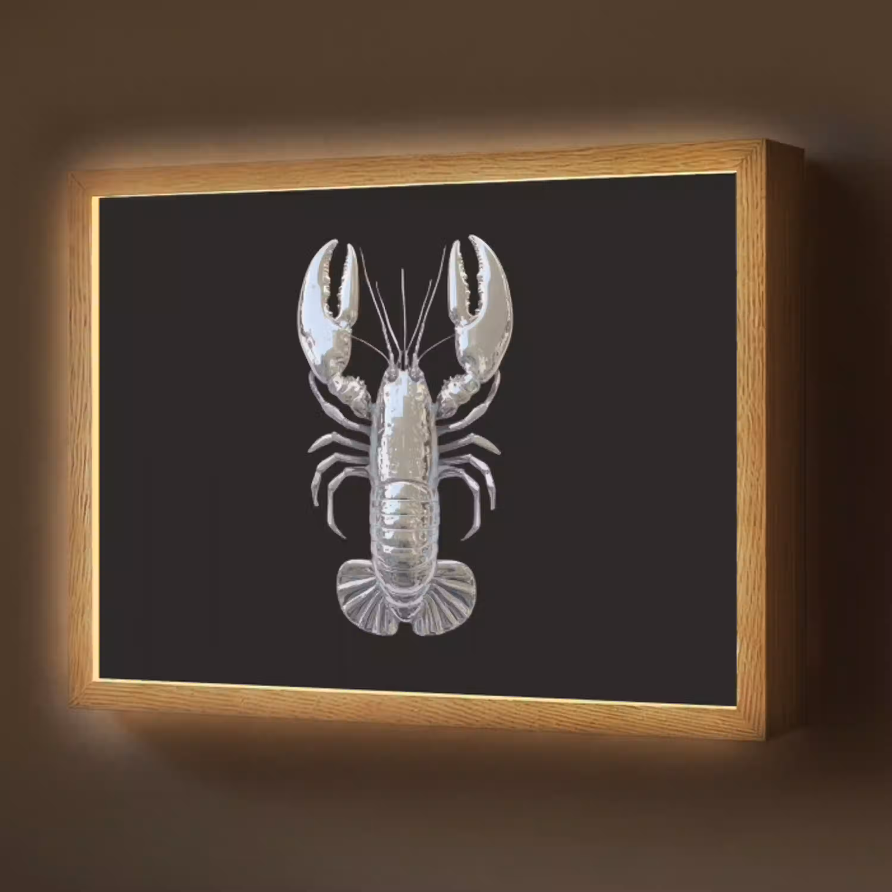 Kreeft - Zilver - Metallic - Luxe Light Box met batterij (Wandlamp) middel -z3d_website