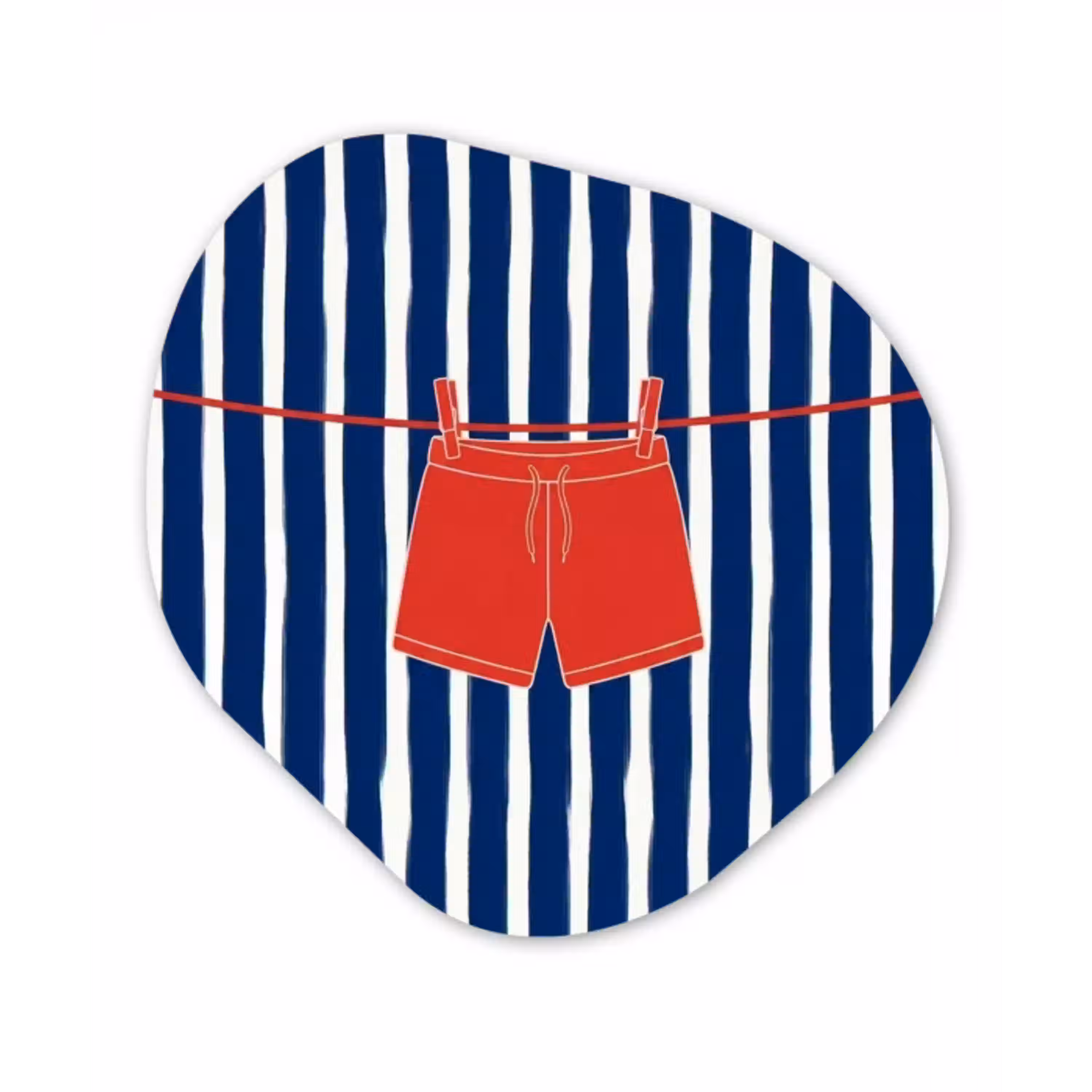 Shorts - Waslijn - Zomer - Illustratie - Rood Wandcirkel Organisch Aluminium middel -3d