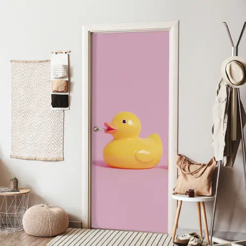 Eendjes - Vrolijk - Roze deurposter klein -sfeer6