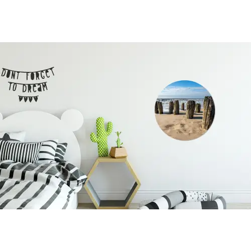 Zand - Strand - Paal - Water - Zomer Wandcirkel aluminium klein -kinderkamer